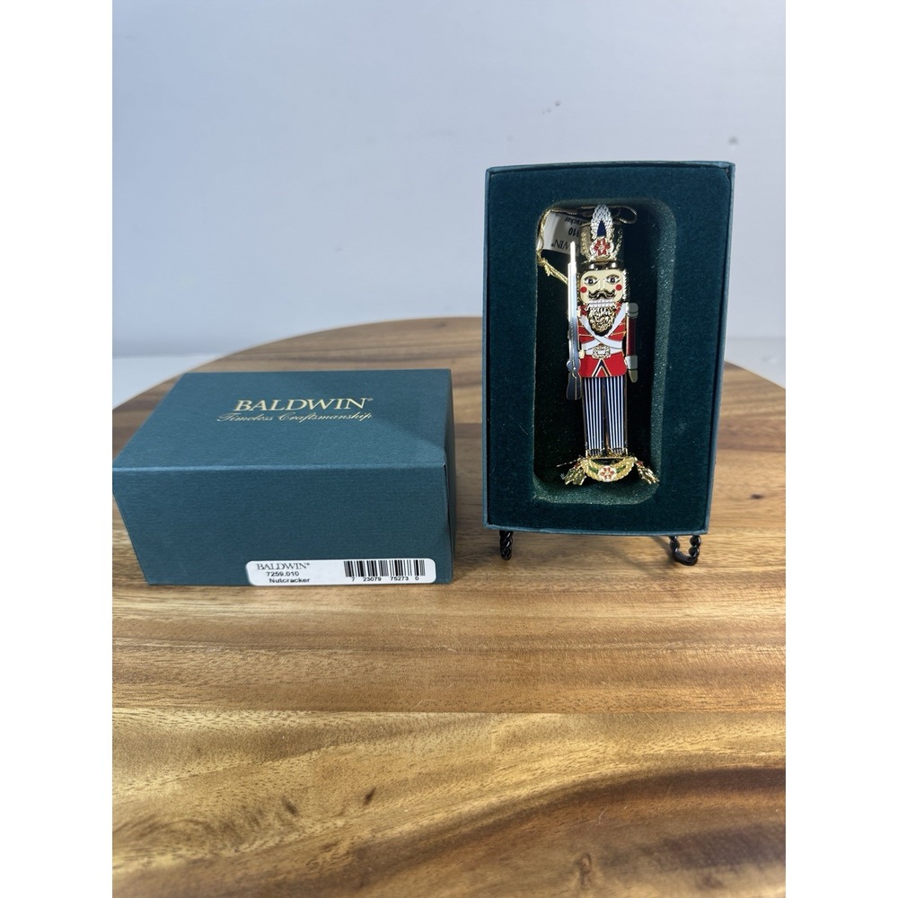 Baldwin Brass 4" Nutcracker Christmas Ornament Finished In 24K Gold